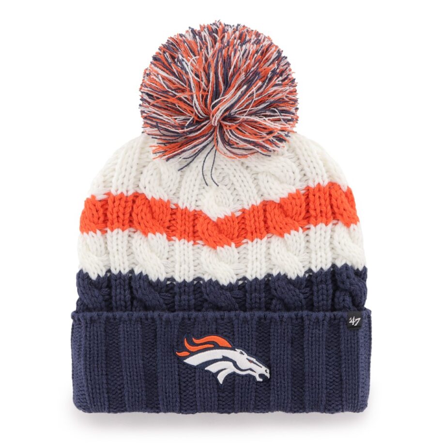 DENVER BRONCOS STRIPED LOGO KNIT HAT LADIES-ORG/NAVY/WHI