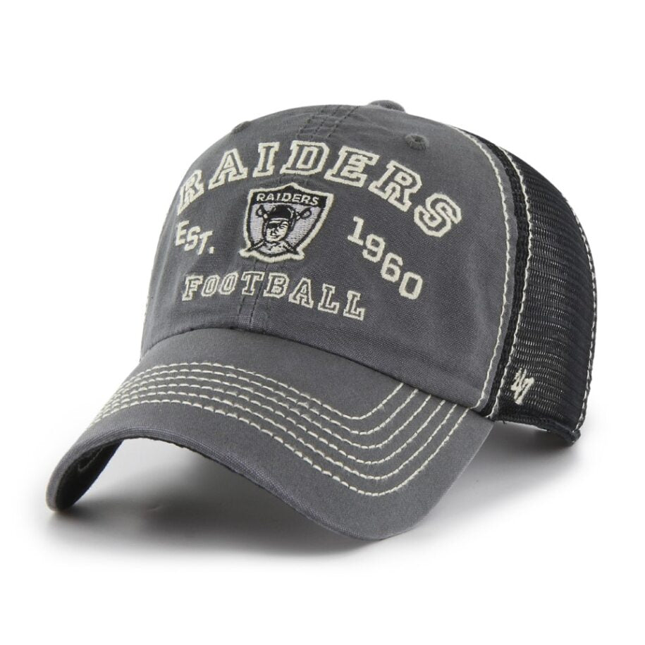 LAS VEGAS RAIDERS NAME/LOGO/EST TRUCKER-CHARCOAL