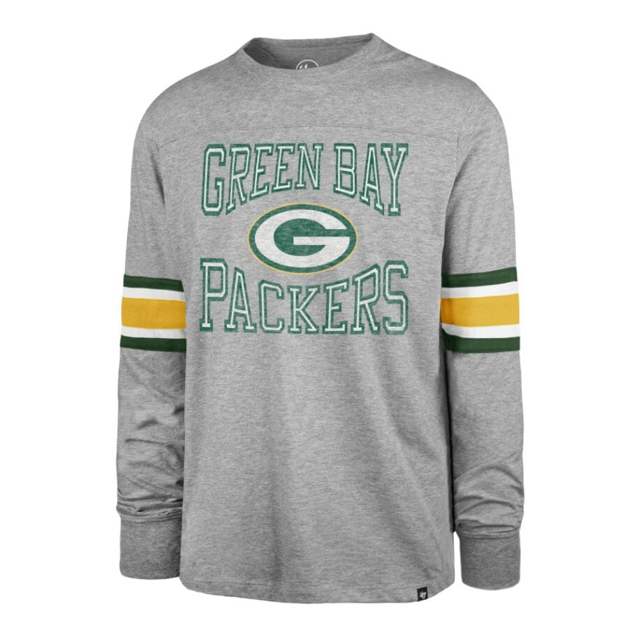 GREEN BAY PACKERS NAME/LOGO LS TEE-GREY