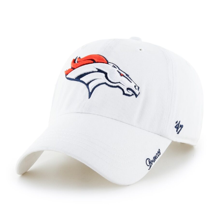 DENVER BRONCOS LOGO HAT W/ NAME ON BILL LADIES HAT-WHITE