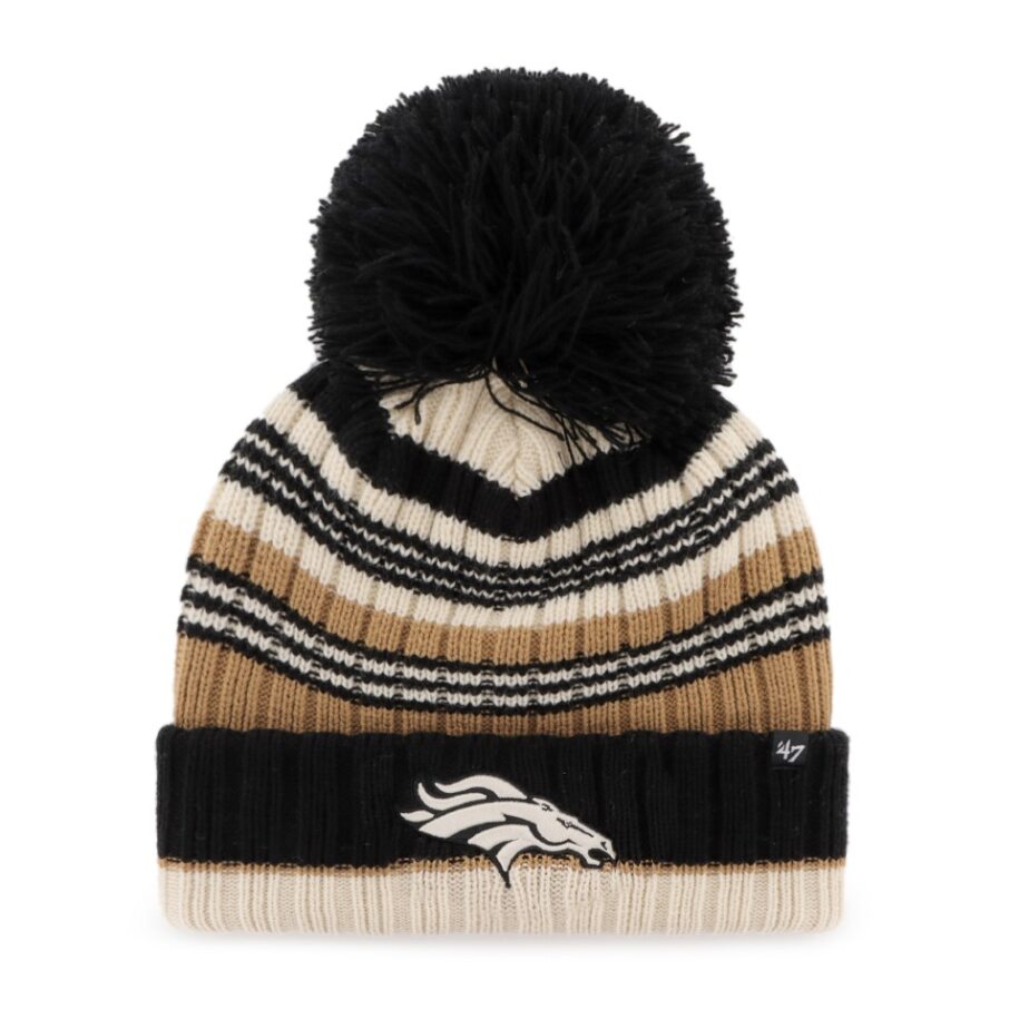 DENVER BRONCOS LOGO STRIPED KNIT HAT LADIES-NATURAL