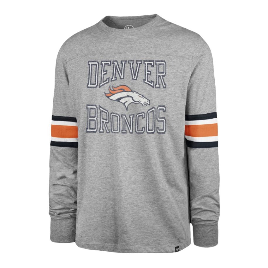 DENVER BRONCOS NAME/LOGO LS TEE-GREY