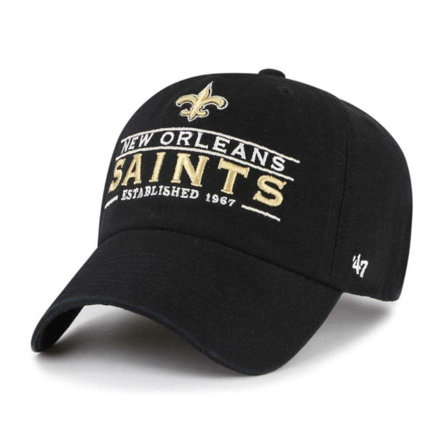 NEW ORLEANS SAINTS NAME/LOGO/EST HAT-BLACK