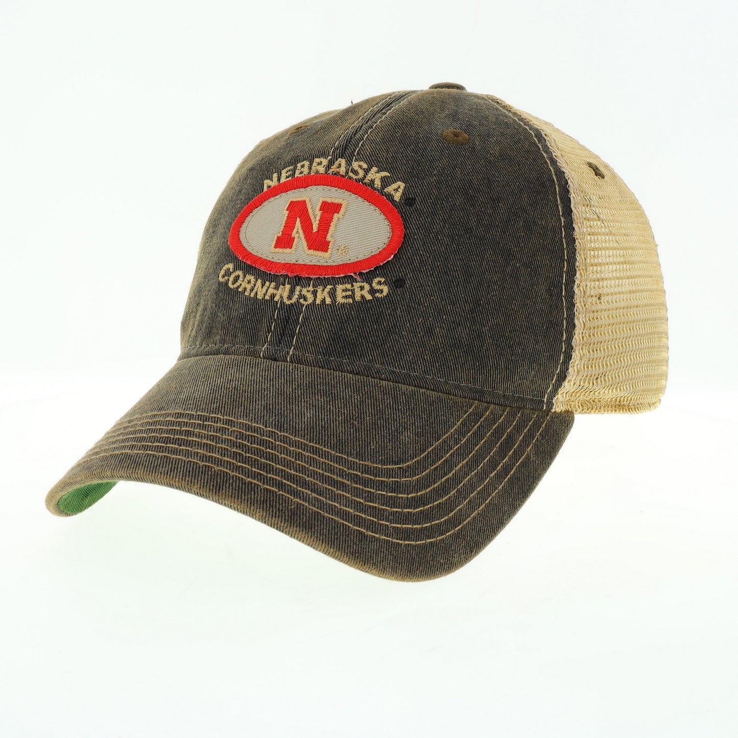 NEBRASKA CORNHUSKERS OVAL PATCH TRUCKER HAT - BLACK