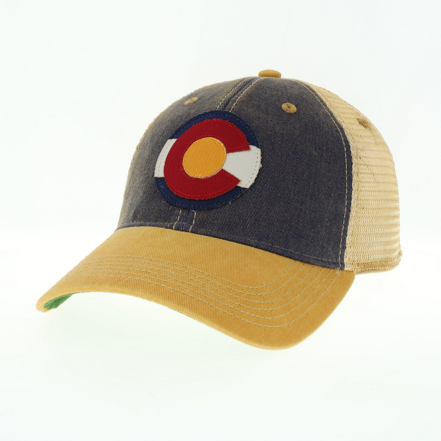 COLORADO FLAG CIRCLE PATCH 2-TONE TRUCKER - NAVY/YELLOW