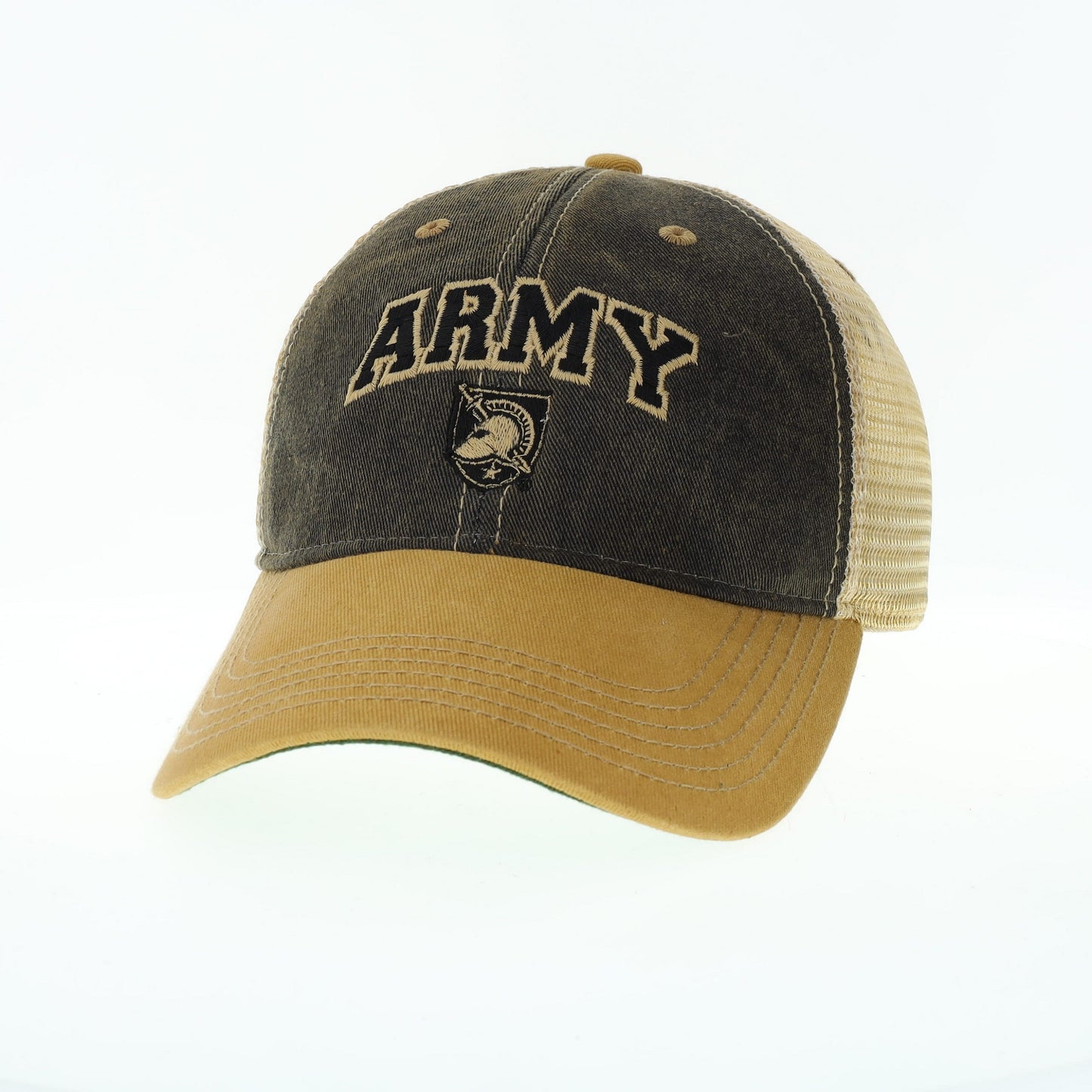 ARMY BLACK KNIGHTS NAME & LOGO 2-TONE TRUCKER HAT - BLACK/YELLOW
