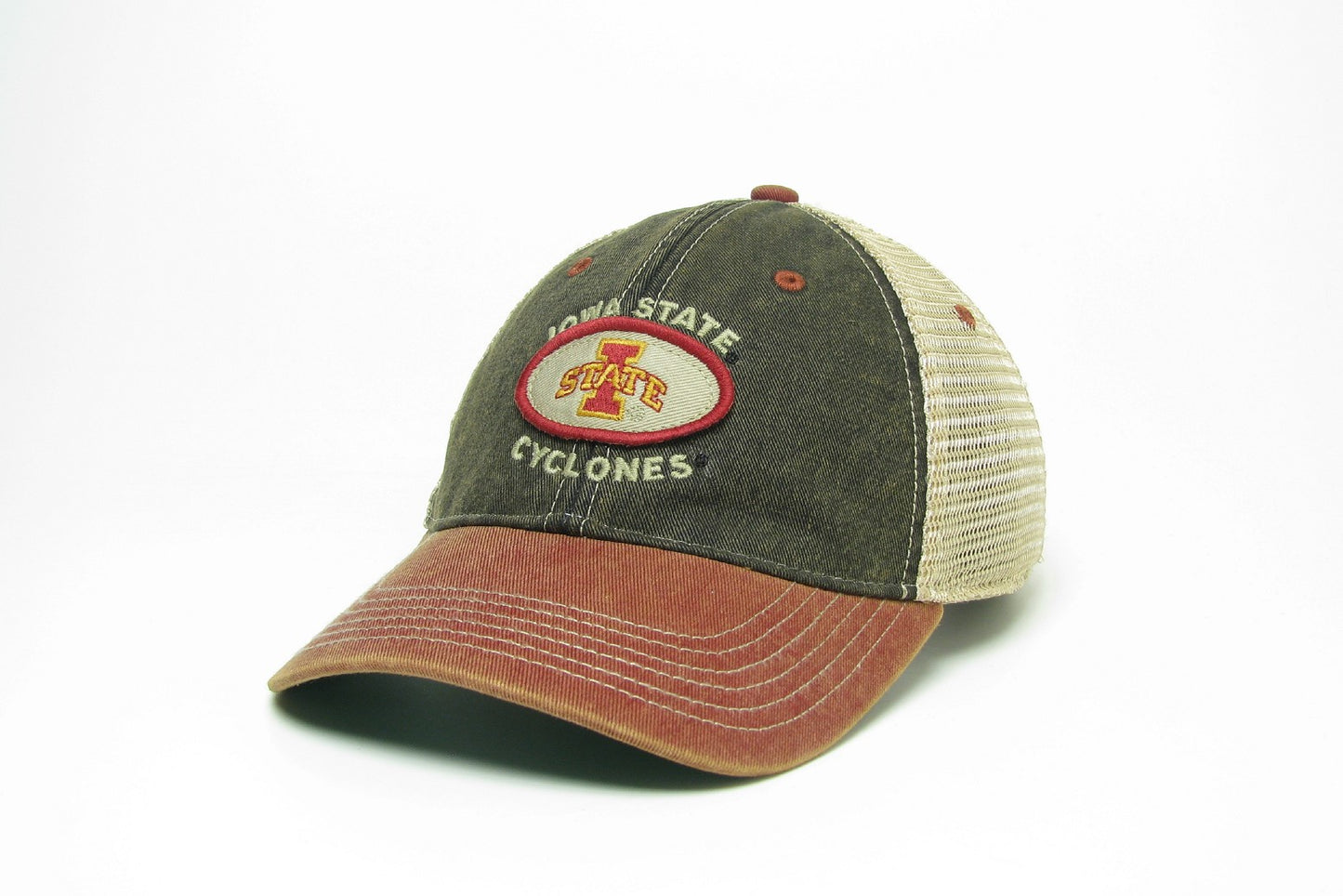 IOWA STATE OVAL PATCH TRUCKER – BLACK/CARDINAL
