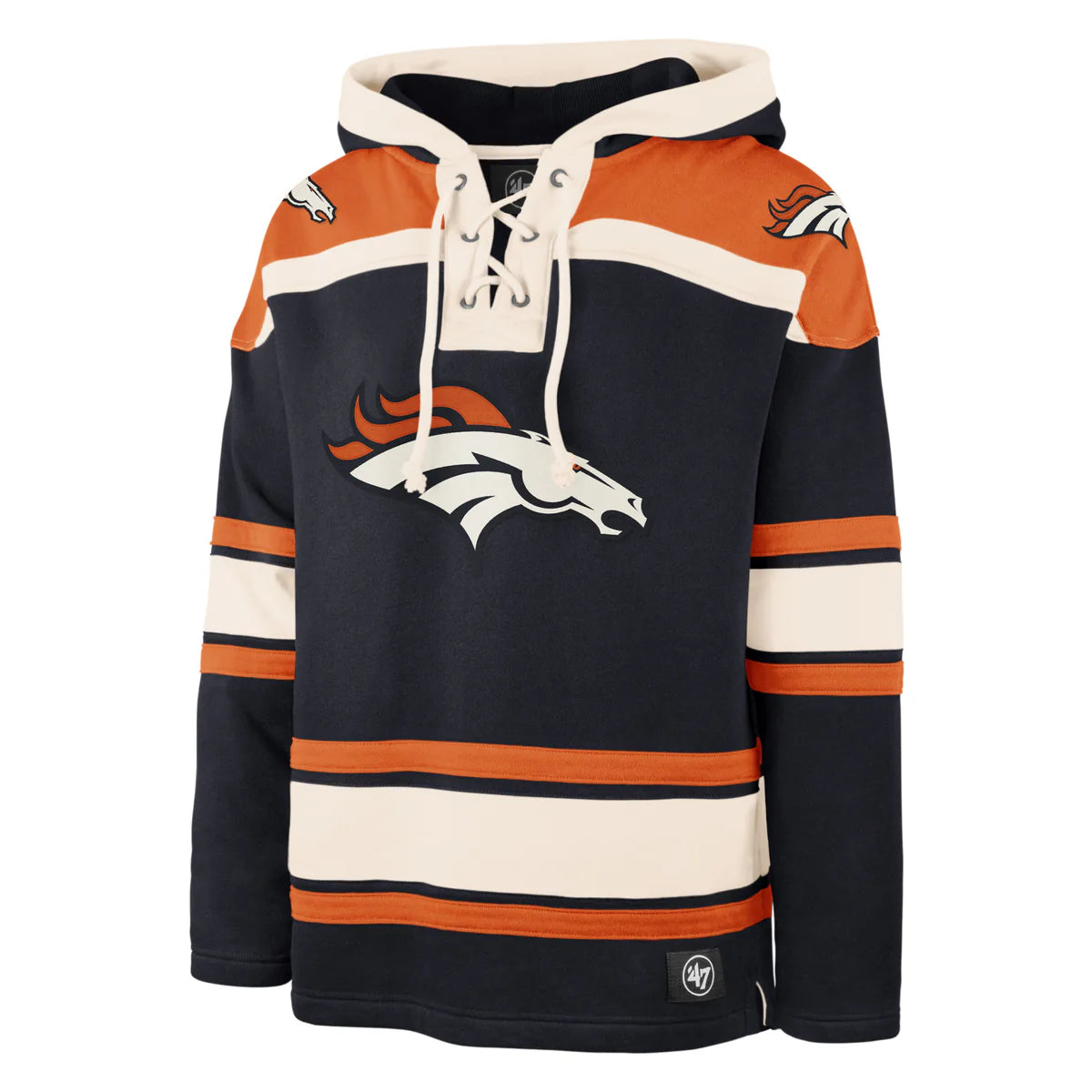 BRONCOS LACE UP HOOD-NVY
