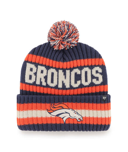 BRONCOS STRIPED POM KNIT-NVY