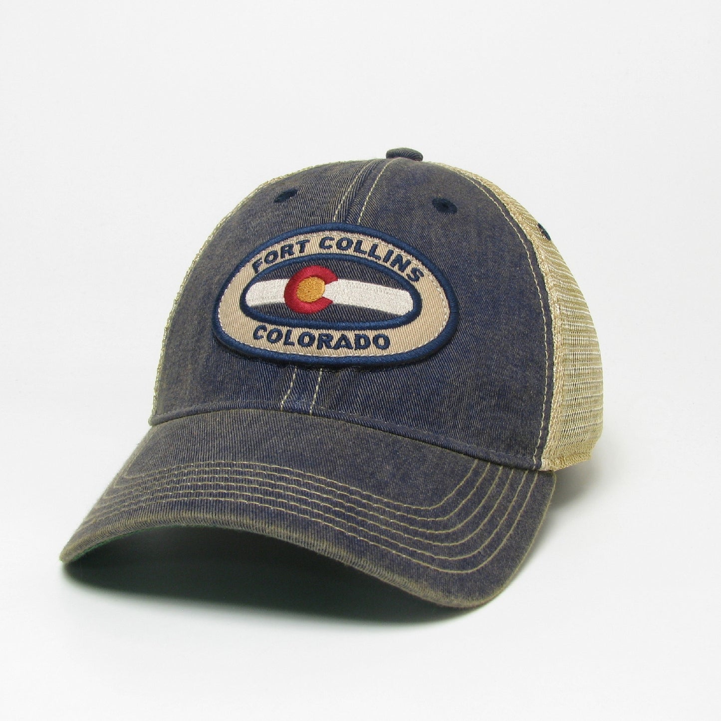 FORT COLLINS COLORADO OVAL PATCH TRUCKER HAT - NAVY