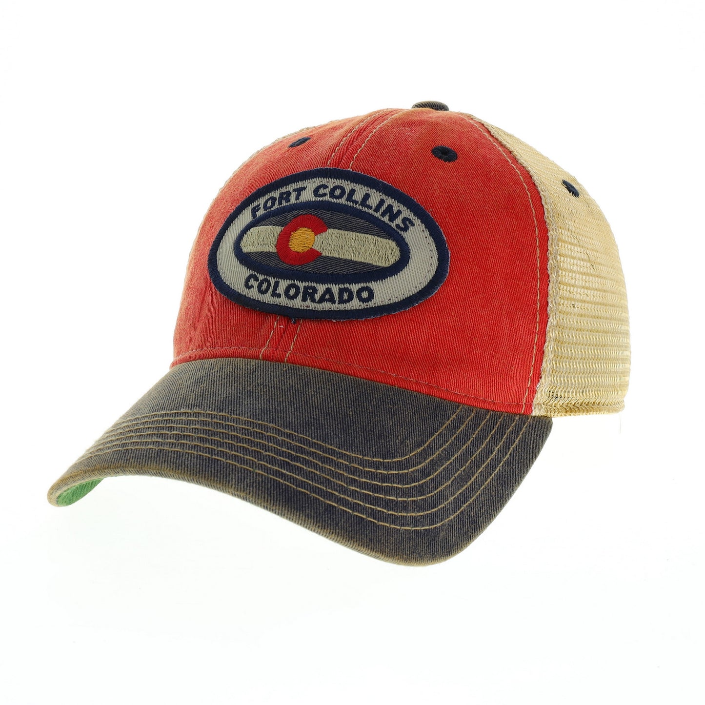 FORT COLLINS COLORADO OVAL PATCH 2-TONE TRUCKER - RED/NAVY