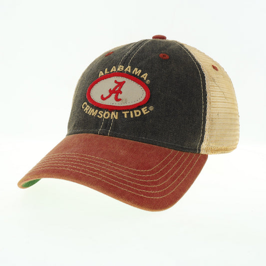 ALABAMA CRIMSON TIDE OVAL PATCH 2-TONE TRUCKER HAT - RED/BLACK